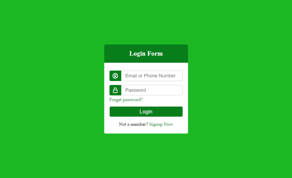 login page design